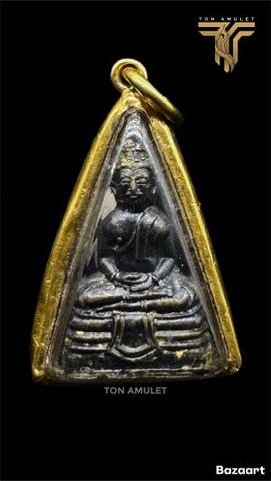 หลวงพ่อโสธร พิมพ์หน้ากลาง หลังแตก ปี2500 เลี่ยมทองพร้อมใช้