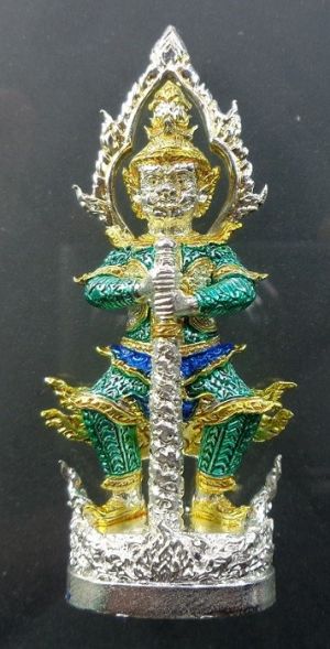 รูปหล่อลอยองค์ท้าวเวสสุวรรณฯ หลวงพ่อหวั่น วัดคลองคูณ จ.พิจิตร เนื้อสัมฤทธิ์อาบเงินแท้ลงยา สวยครับ