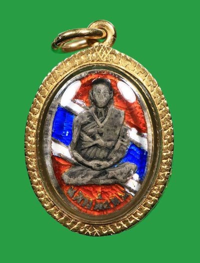 หัวแหวนเพชรกลับ หลวงพ่อทบ ปี2516 เนื้อเงินลงยา (หายากๆๆ) เลี่ยมทอง