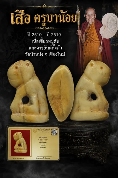 +++ เริ่มประมูล พระแท้ๆ  ครับ เสือ ครูบาน้อย ปี 2510 - ปี 2519 เนื้อเขี้ยวหมูตัน วัดบ้านปง จ.เชียงใหม่ หายากมาก ครับ วัดใจให้ครับ ทุนมาแพง *** ตัวจริงเสียงจริง *** แท้ดูง่ายครับ +บัตรรับรอง