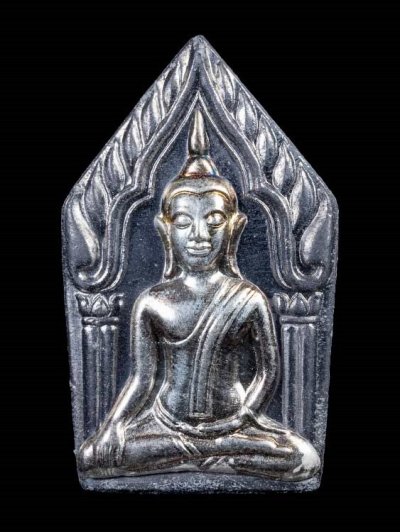 600.-พระขุนแผน100วัน เนื้อตะกั่วหน้ากากเงิน หลังกุมารทอง หลวงพ่อพูล วัดไผ่ล้อม ปี 2548 พร้อมกล่อง1