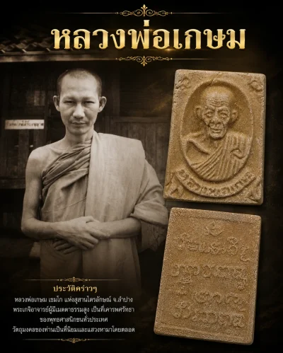 90.- รุปเหมือนหลวงพ่อเกษม เนื้อผง สุสานไตรลักษณ์ จ.ลำปาง