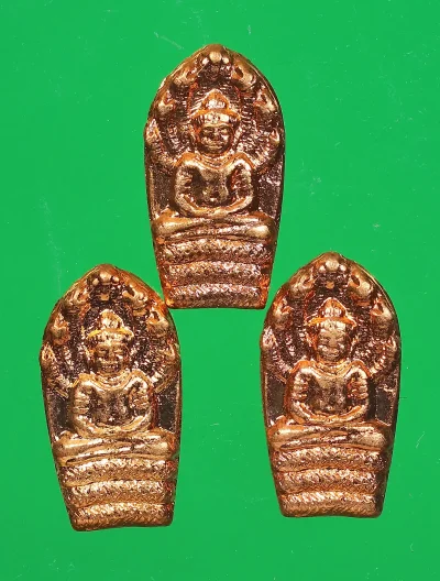 3 องค์100.- พระนาคปรกใบมะขาม หลวงพ่อคูณ วัดบ้านไร่ รุ่นดีคูณรวย ปี 2536