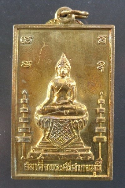 เหรียญข้างฉัตร สมเด็จพระศรีศากยมุณี วัดดอนยานนาวา กรุงเทพฯ เนื้อทองทิพย์ สวยครับ